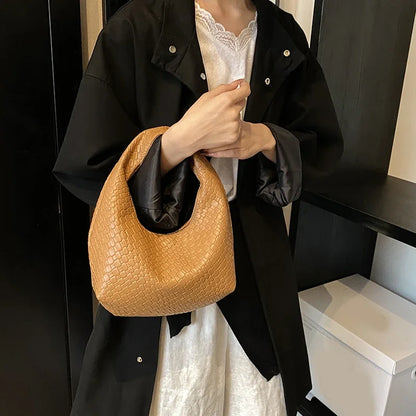 Femmes classique mode tissé en relief Hobo souple en cuir PU petit sac à bandoulière à poignée supérieure décontracté sacs à main quotidiens