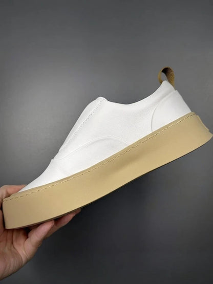 Mocassins à enfiler en cuir véritable pour hommes, chaussures de loisirs respirantes, mode, Style polyvalent, bout rond, plateforme, chaussures décontractées, qualité supérieure