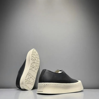 Hommes respirant mode personnalité en cuir véritable bas plate-forme mocassins marche hommes haute rue confortable sans lacet chaussures