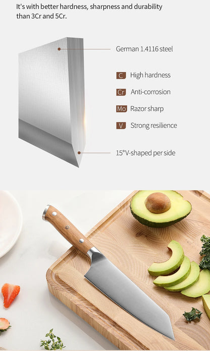 XINZUO 5,83 pouces Bunka couteau de chef allemand DIN 1.4116 acier 56 ± 2 HRC 15 ° Rivets en cuivre avec manche en bois d'olivier à 1 bords avec boîte cadeau