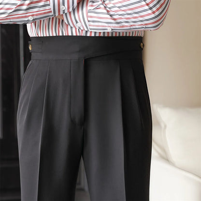 2025 hommes Stand poche mode Naple pantalon solide blanc kaki pantalon hommes élégant pantalon droit mâle cheville longueur bas nouveau