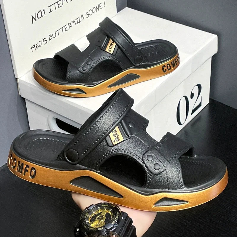 Sandales d'été Eva pour hommes, pantoufles à la mode, légères, douces, plates, antidérapantes, pour l'extérieur, la plage, à bout ouvert