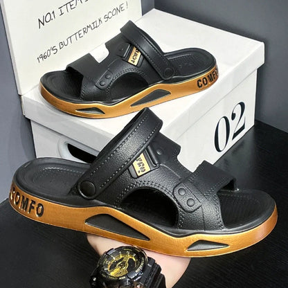 Sandales d'été Eva pour hommes, pantoufles à la mode, légères, douces, plates, antidérapantes, pour l'extérieur, la plage, à bout ouvert