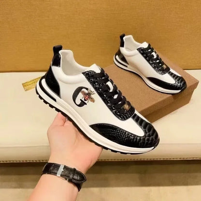 Designers Italie Chaussures d'abeilles décontractées pour hommes Mode de luxe Chaussures en cuir véritable pour affaires Baskets classiques de sport à lacets