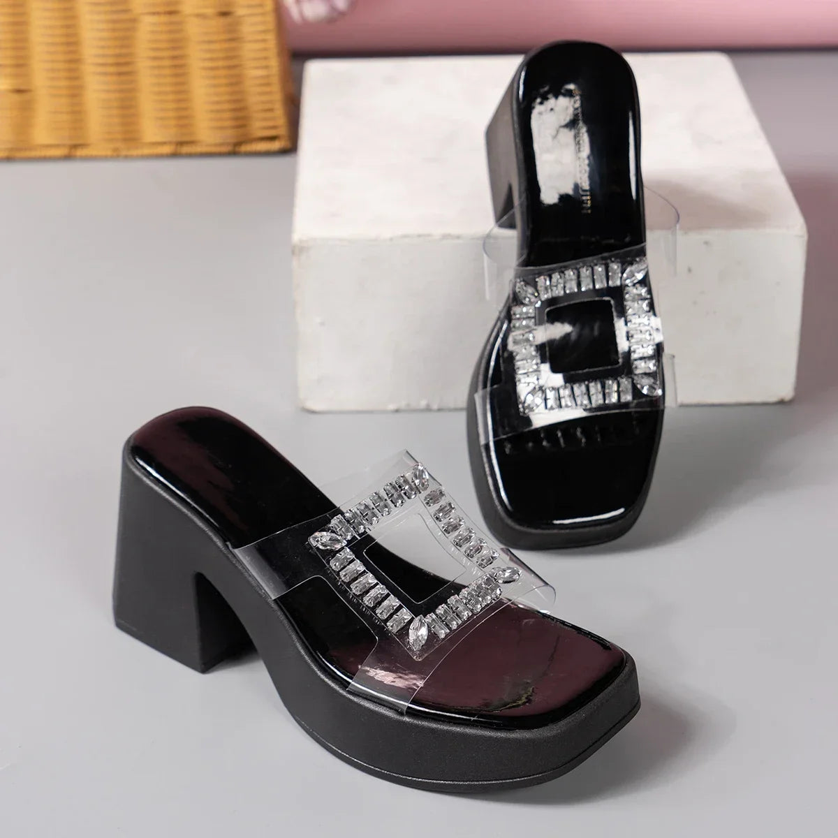 Sandales Escarpins Transparentes à Talons Hauts pour Femme, Chaussures d'Été en PVC, Nouveau Design, 2023