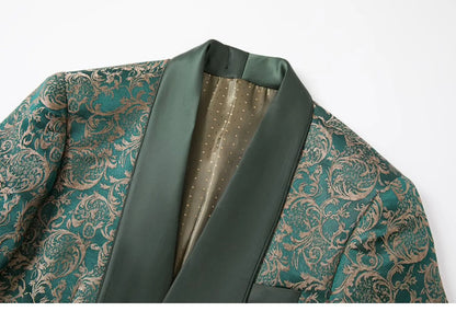 Costume vert 3 pièces pour hommes, veste de robe de soirée de mariage avec gilet et pantalon, ensembles Slim à la mode pour hommes, tissu Jacquard Beige, noir, bleu