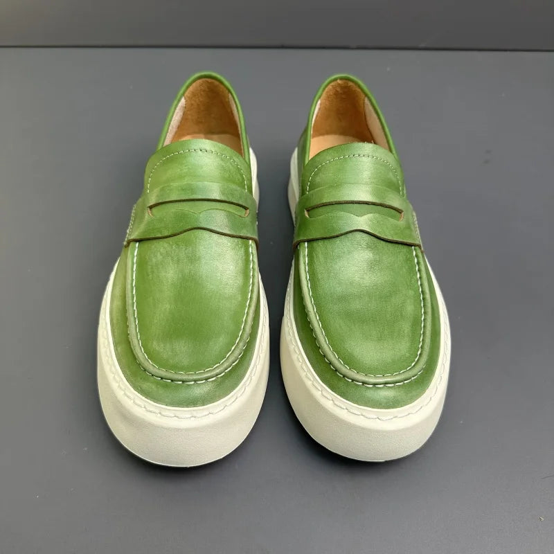 DOYUTIG-Chaussures à enfiler en cuir véritable pour hommes, chaussures de planche décontractées rétro pour hommes, baskets chimneakers de printemps et d'automne, marque de mode masculine, SG009