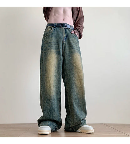 Jeans hommes Baggy Jean droit décontracté en détresse Vintage Jean pantalon hommes jambe large Denim pantalon mâle surdimensionné Streetwear mode