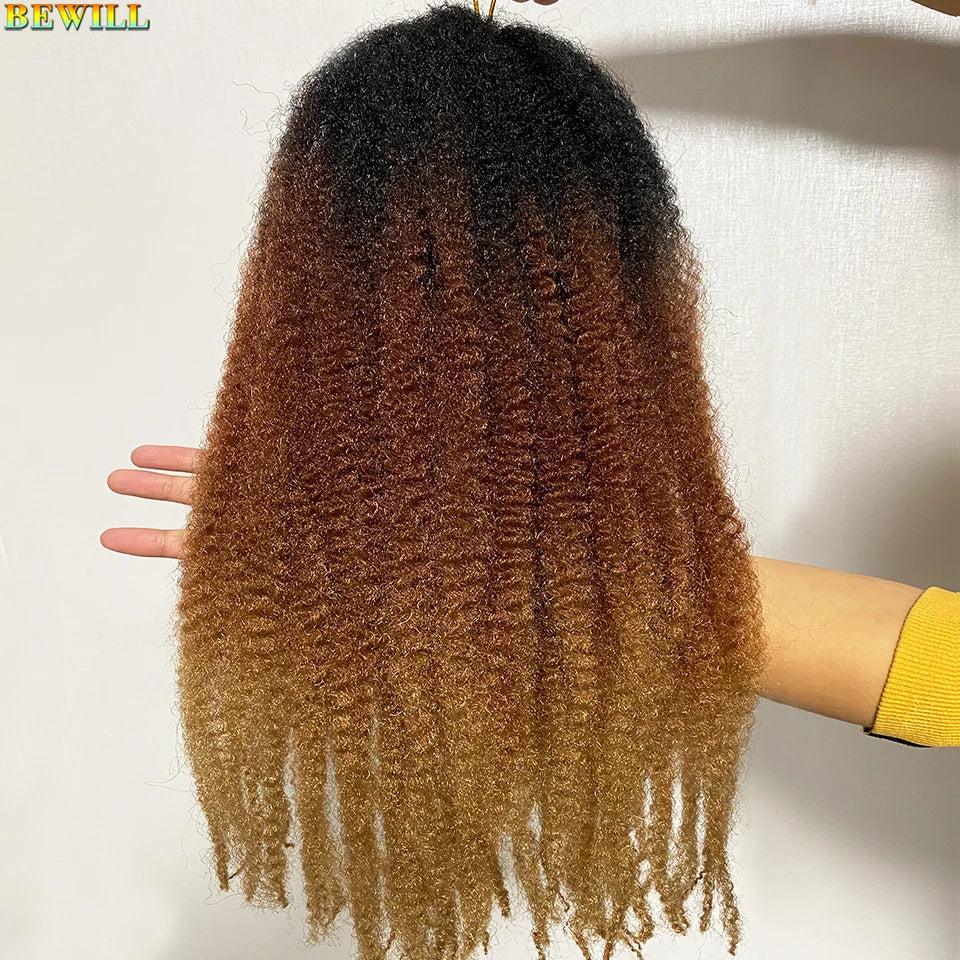 1 - 6 paquets de cheveux en crochet de twists Marley de 18 pouces, de noir et brun à blond, cheveux de tresse ombré Afro Marley synthétique, pour les tresses de mèches fausses