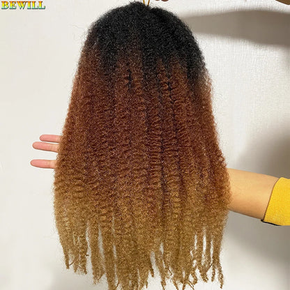 1 - 6 paquets de cheveux en crochet de twists Marley de 18 pouces, de noir et brun à blond, cheveux de tresse ombré Afro Marley synthétique, pour les tresses de mèches fausses