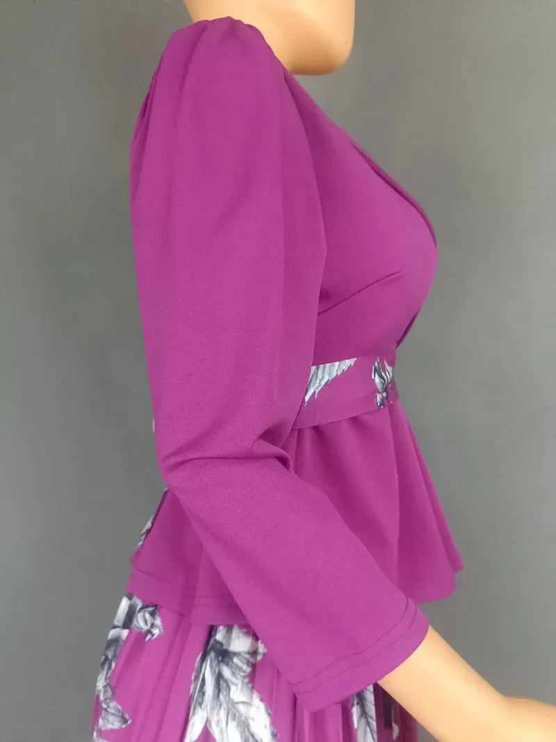 Vêtements africains 2 pièces pour femmes, mode d'été, demi-manches, col en v, haut imprimé en Polyester, jupe longue, ensembles assortis, 2025