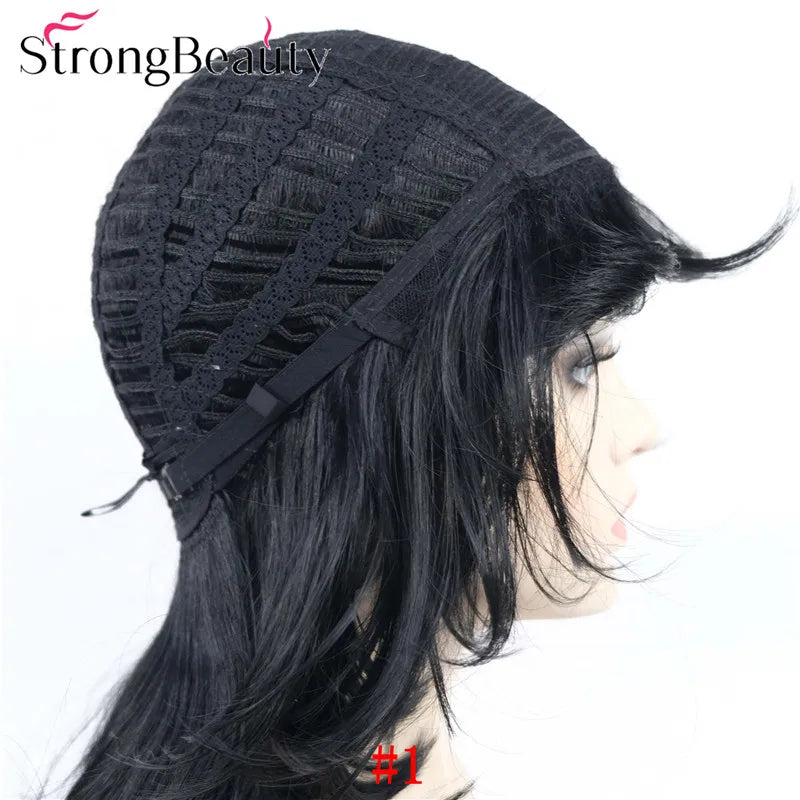 Perruque synthétique ondulée mi-longue pour femmes, cheveux naturels, sans capuchon