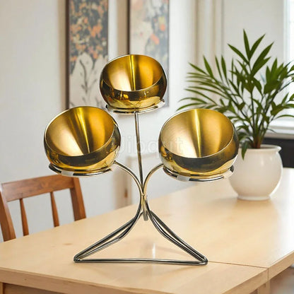 Support de bol doré pour Sauce à bouche Oblique en acier inoxydable, Pot chaud, panier d'assaisonnement pour Buffet, Pot plat, récipient, bol sphérique pour salade