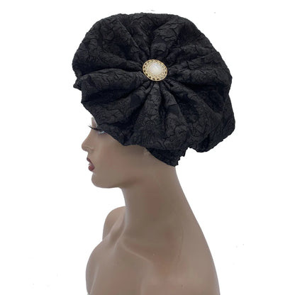 Turban Africain à Grande Fleur pour Femme, Foulard de Sauna Musulman à la Mode