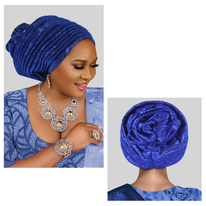 Turban Plissé pour Femme, Cravate de Sauna, ixde Mariage Africain, Nigeria, 2025