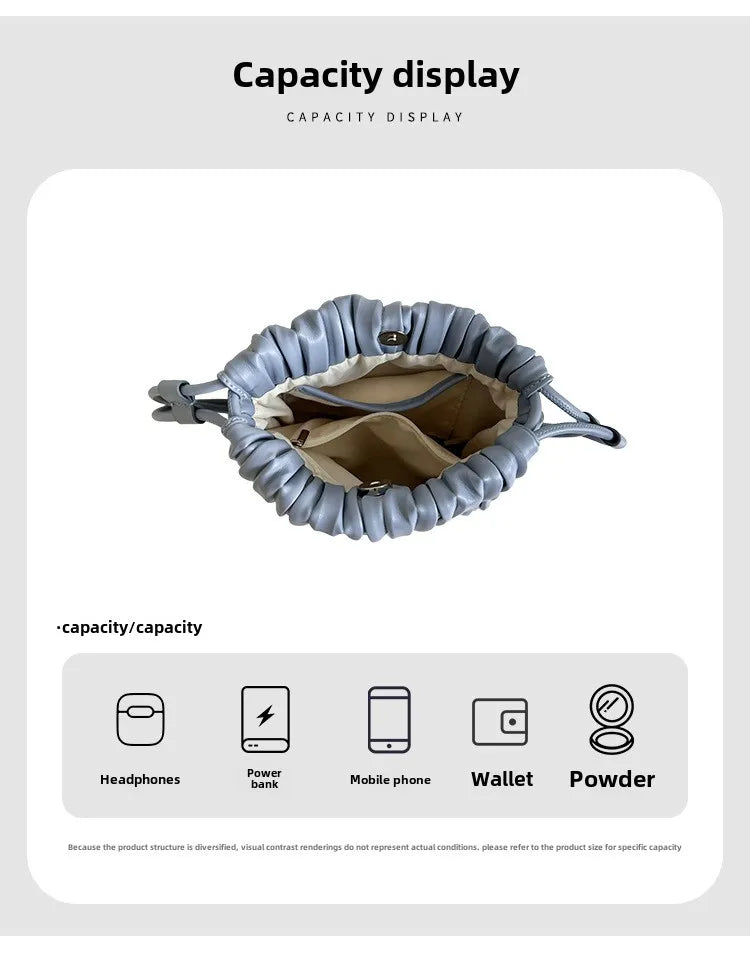 Mode d'été nouveau sac à bandoulière femmes PU simple épaule Mini sac de luxe polyvalent plissé décontracté petit sac carré