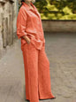 Ensemble 2 pièces en coton et lin pour femmes, chemise à manches longues, jambe large, mode féminine, bureau, printemps, automne