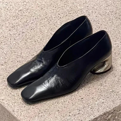 Chaussures à talons spéciaux pour femmes, bout carré, épissure de bouche profonde, antidérapantes, résistantes à l'usure, chaussures simples d'été, nouvelle collection