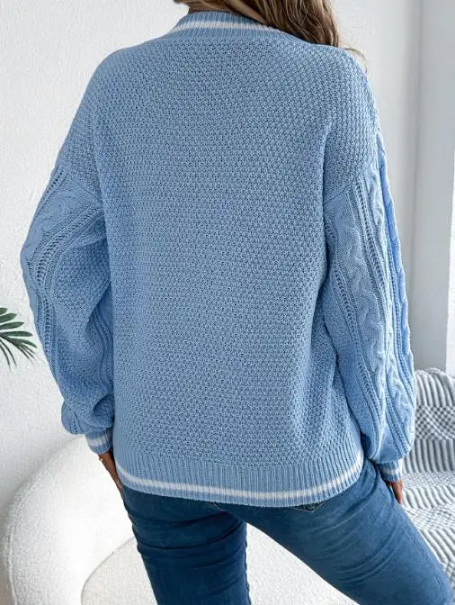 Pull femme 2025 mode Style décontracté automne hiver nouvelle couleur bloquant col en v pâte frite torsion lanterne à manches longues pull