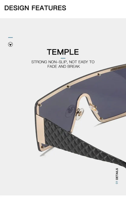 BERAKAH SUPRÊME - Lunettes de soleil à grande monture pour femmes, une pièce, à bords larges, Ins Street Shooting Catwalk Uv400