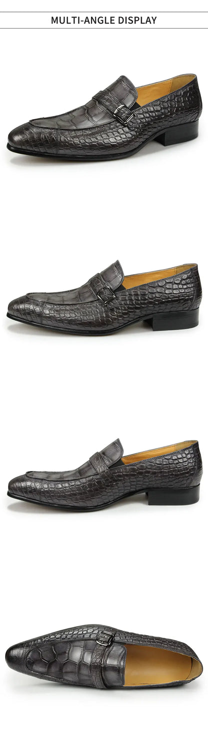 Mocassins en cuir pour hommes, chaussures imprimées serpent, décontractées, confortables, résistantes à l'usure, de luxe, couleur noir et gris