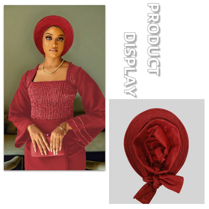 Casquette Turban plissée pour femmes africaines déjà fabriquées Auto Gele femme bandeau Nigeria dame chapeaux chapeau fête de mariage chapeaux