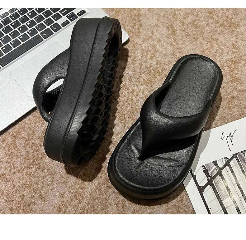 Bebealy-Pantoufles d'Été à Talons Profonds pour Femme, Chaussures de Plage Souples, Semelle Optique Extérieure, Nuage Non Ald