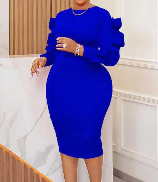 Robe pour femmes, mode automne 2023, tempérament de fête, élégante, bureau, manches longues, col rond, robes portefeuilles