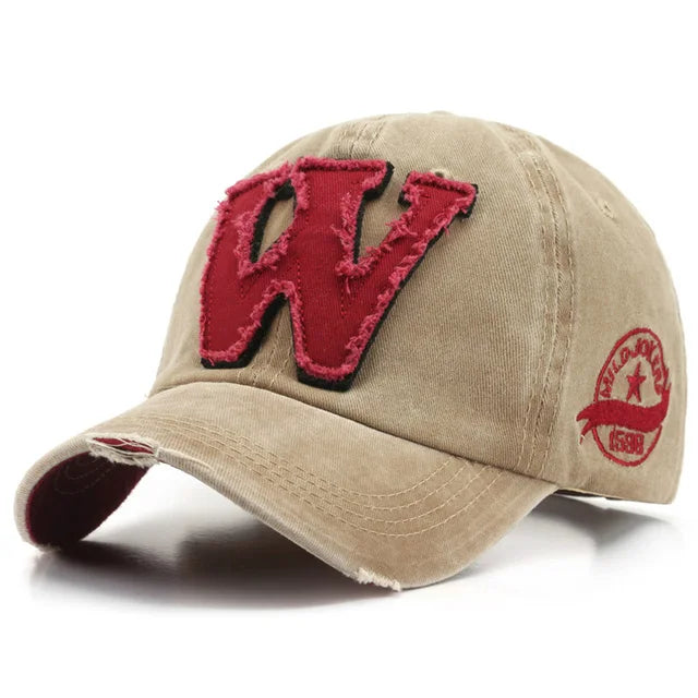 Casquettes de baseball pour hommes et femmes, lettres W brodées, chapeau Hip Hop réglable en coton Gorras unisexe pour l'extérieur, chapeaux de papa décontractés pour hommes