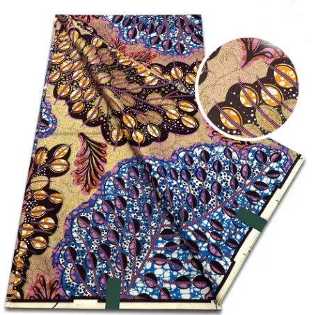 Tissu africain en cire de coton, très bonne qualité, nouvelle grande cire Ankara brillante Pagne, couleur grise, brillant doré, trucs Batik, 6 mètres