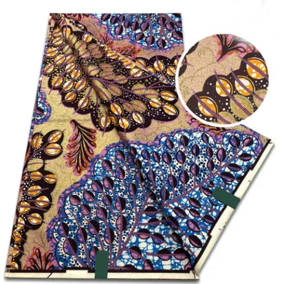 Tissu africain en cire de coton, très bonne qualité, nouvelle grande cire Ankara brillante Pagne, couleur grise, brillant doré, trucs Batik, 6 mètres