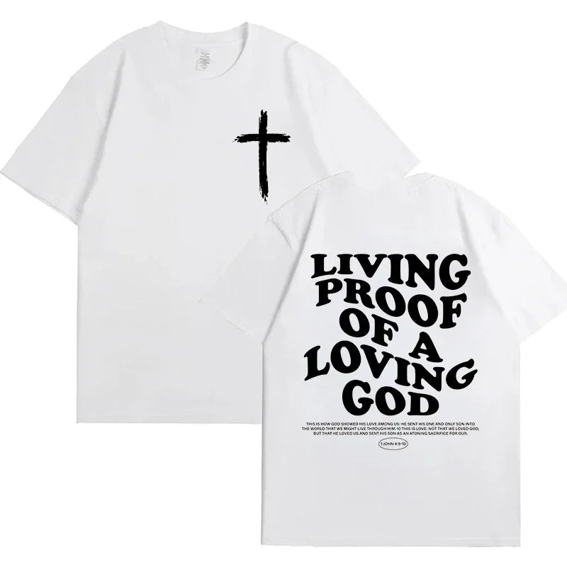 T-shirts à manches courtes et col rond pour femmes, vêtements chrétiens inspirants avec lettres imprimées, preuve de vivre d'un dieu aimant