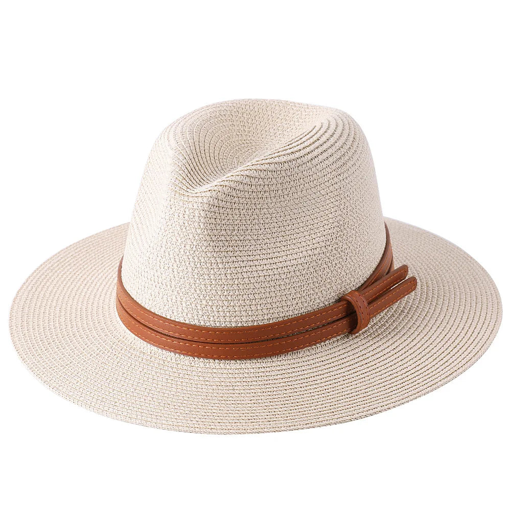56-58-59-60CM nouveau chapeau de paille de forme souple Panama naturel été femmes/hommes casquette de soleil de plage à large bord Protection UV chapeau Fedora