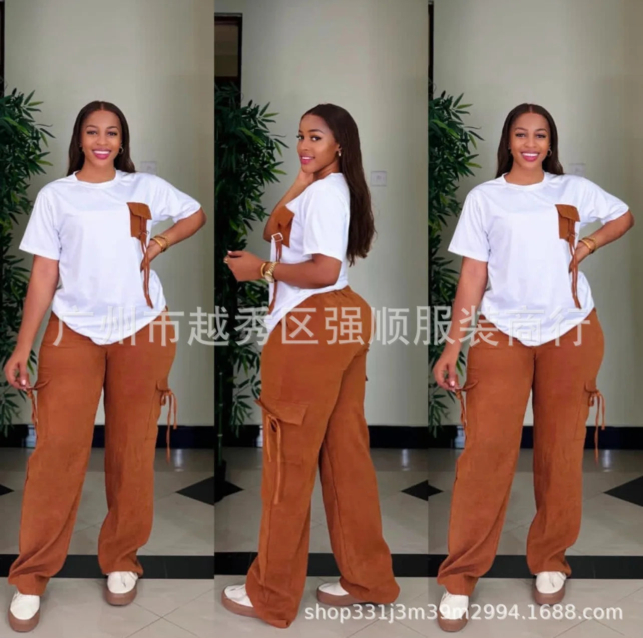 Personnalisé 2025 nouvelles femmes rayure imprimé 2 pièces ensembles survêtement femmes décontracté grande taille bureau montre de sport et pantalon à jambes larges ensemble