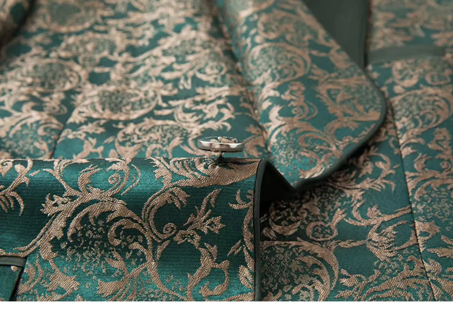 Costume vert 3 pièces pour hommes, veste de robe de soirée de mariage avec gilet et pantalon, ensembles Slim à la mode pour hommes, tissu Jacquard Beige, noir, bleu