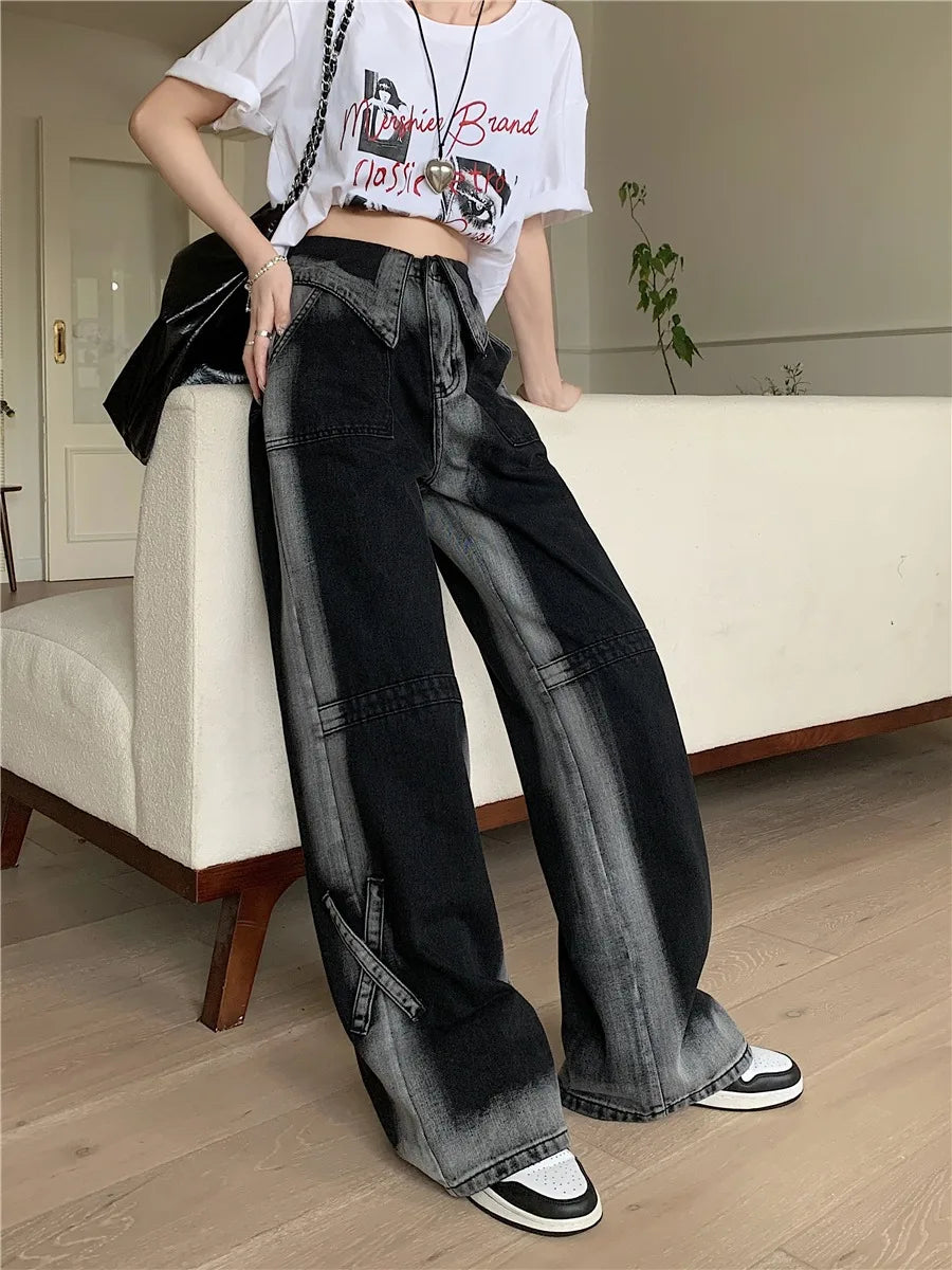 Femmes jean Baggy esthétique Vintage esthétique surdimensionné Cowboy pantalon Harajuku Streetwear Emo poubelle Denim haute rue pantalon