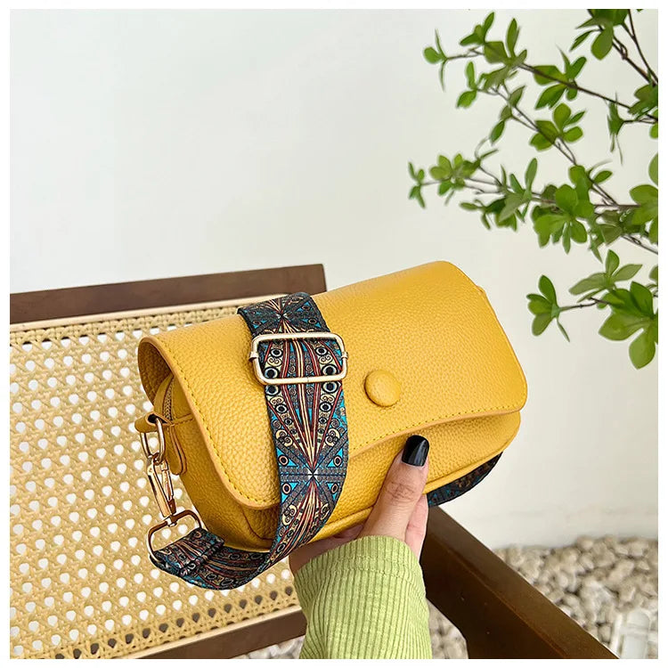 Sacs à bandoulière confortables à large sangle en cuir PU, sac à bandoulière à rabat décontracté pour femmes pour cadeaux, petits sacs à main et bourses de créateurs