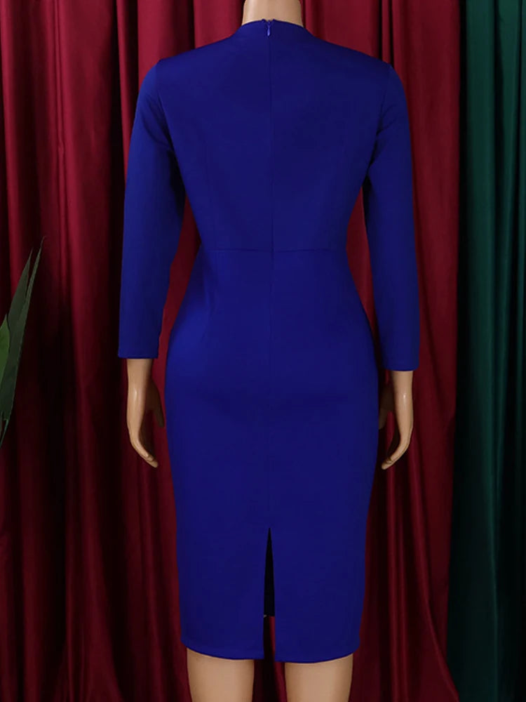 FairyShely 2025 Sexy Patchwork grande taille robe de Club femmes à manches longues grandes robes dame coupe ajustée fête robe courbe serrée