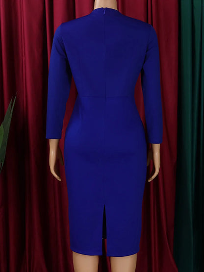 FairyShely 2025 Sexy Patchwork grande taille robe de Club femmes à manches longues grandes robes dame coupe ajustée fête robe courbe serrée