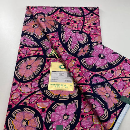 Tissu africain en cire de coton, très bonne qualité, nouvelle grande cire Ankara brillante Pagne, couleur grise, brillant doré, trucs Batik, 6 mètres