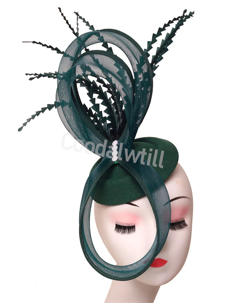 Plume Derbr Fascinator chapeaux femmes Vintage église pilulier casquette bandeau dames élégant Cocktail Kentucky casque Fascinators