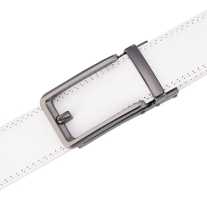 Blanc boucle automatique hommes ceinture en cuir hommes mode pantalons décontractés ceinture de Golf en cuir véritable homme pantalon décontracté ceintures mâle