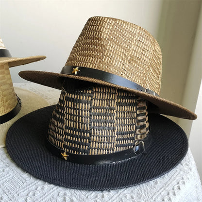 Nouveau chapeau Panama mode d'été Simple hommes et femmes à large bord femme Jazz haut-de-forme classique Gentleman chapeau de soleil hatsombrero hombre