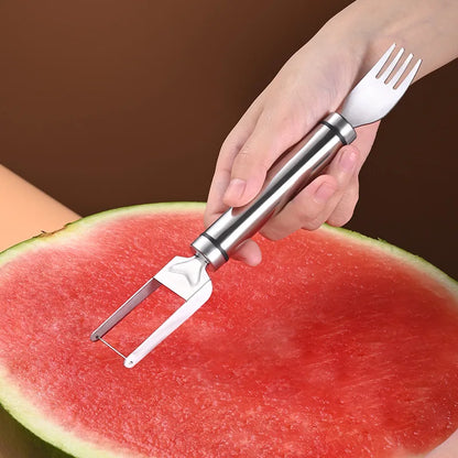 Outil de coupe de pastèque en acier inoxydable, fourchette à pastèque fonctionnelle, trancheur, outil de tranchage pour Melons, fourchette à fruits, Gadgets de cuisine