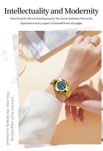 OLEVS Top marque de luxe montre pour femme élégante mode or acier inoxydable montres pour femmes calendrier étanche montre-bracelet à Quartz