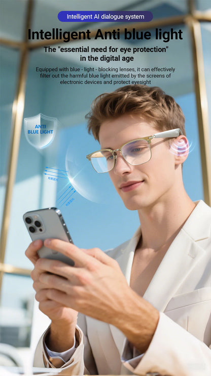 Lunettes intelligentes AI, traduction multilingue, réponse au téléphone, écouter de la musique, Protection des yeux d'été, lumière bleue, lunettes de mode