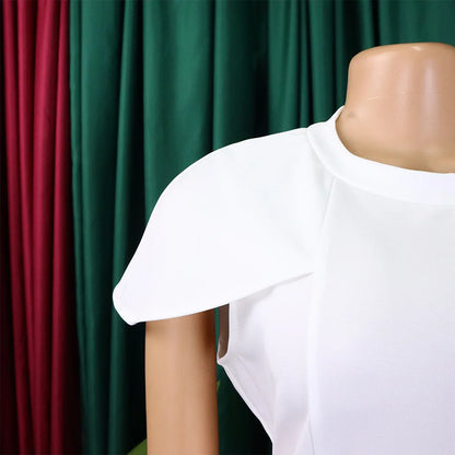 FairyShely-Robe drapée à manches courtes pour femmes, robe de soirée sexy, grande taille, monochromatique, grandes robes à volants pour dames, robe curvy serrée, 2025