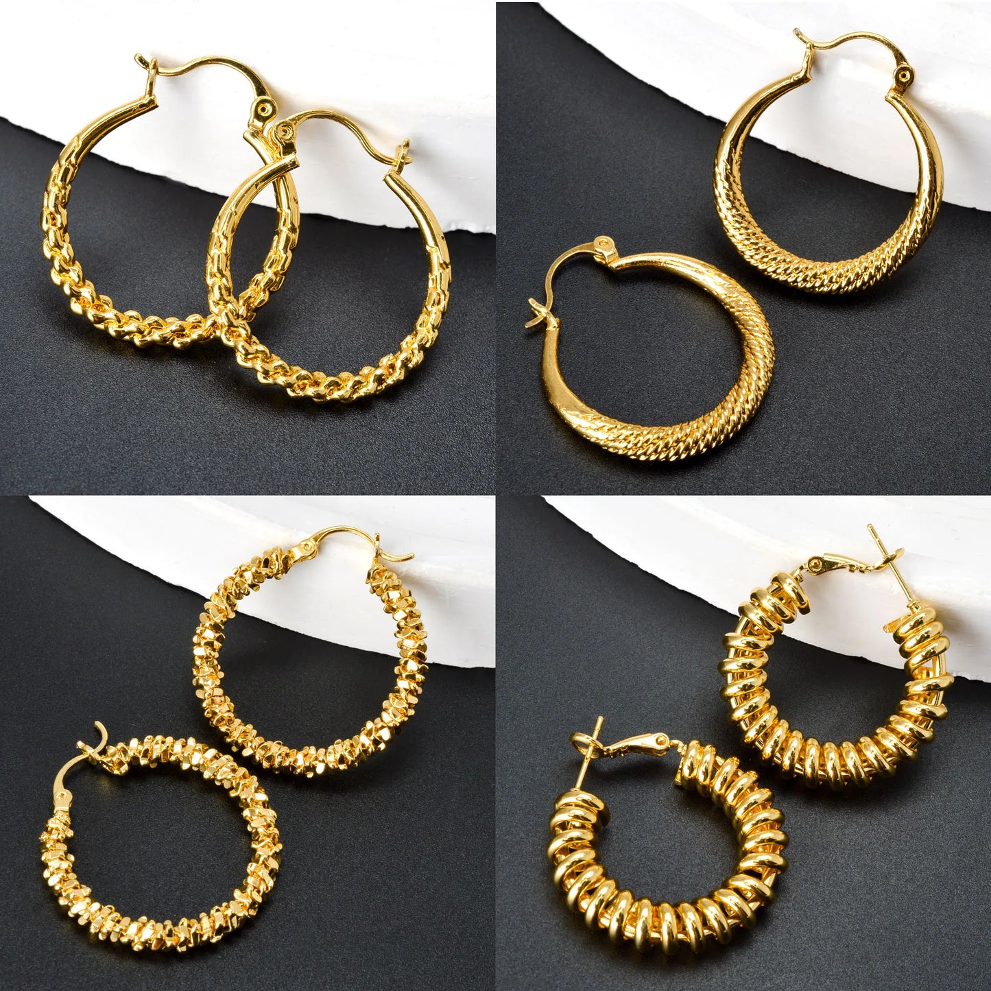 ZEADear – boucles d'oreilles ajourées couleur or 18 carats, en émail noir, gouttes d'huile, boucles d'oreilles, cadeaux de mariage du Nigeria et de l'afrique