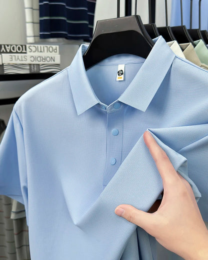 2025 Chemise polo gaufrée sportive pour hommes |   Tailles supérieures de Tennis de Golf évacuant l'humidité S-5XL, boutons-pression, antibactérien 7A de haute qualité