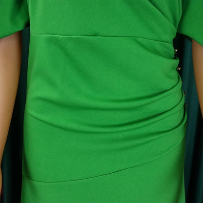 FairyShely-Robe longue à manches courtes pour femmes, grande taille, col rond, grandes robes pour dames, robe de soirée serrée, robe curvy, monochromatique, été, 2025